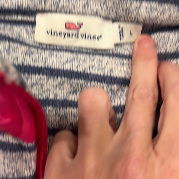 Thick Knit Blue and Pink Striped Quarter Zip Shep Shirt: Large - Picture 4 of 7